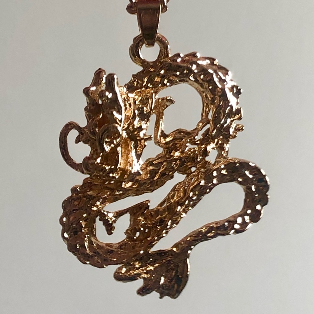 Dragon Pendant + Gold Chain
